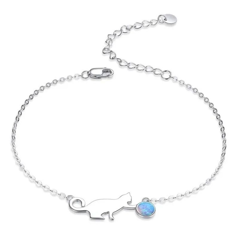 GENERICO - Pulsera gato ópalo plata 925 mujer regalo