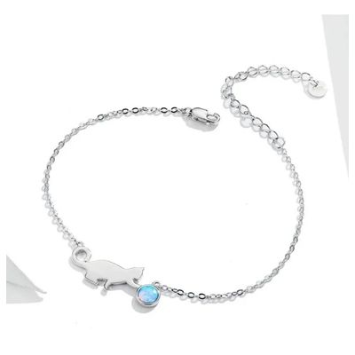 Imagen 2 del producto Pulsera gato ópalo plata 925 mujer regalo