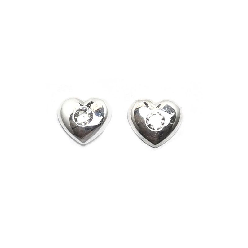 ANDREA COGGIOLA JOYAS - Aros Corazón Circón Blanco Plata Fina 925