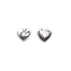 ANDREA COGGIOLA JOYAS - Aros Corazón Circón Blanco Plata Fina 925