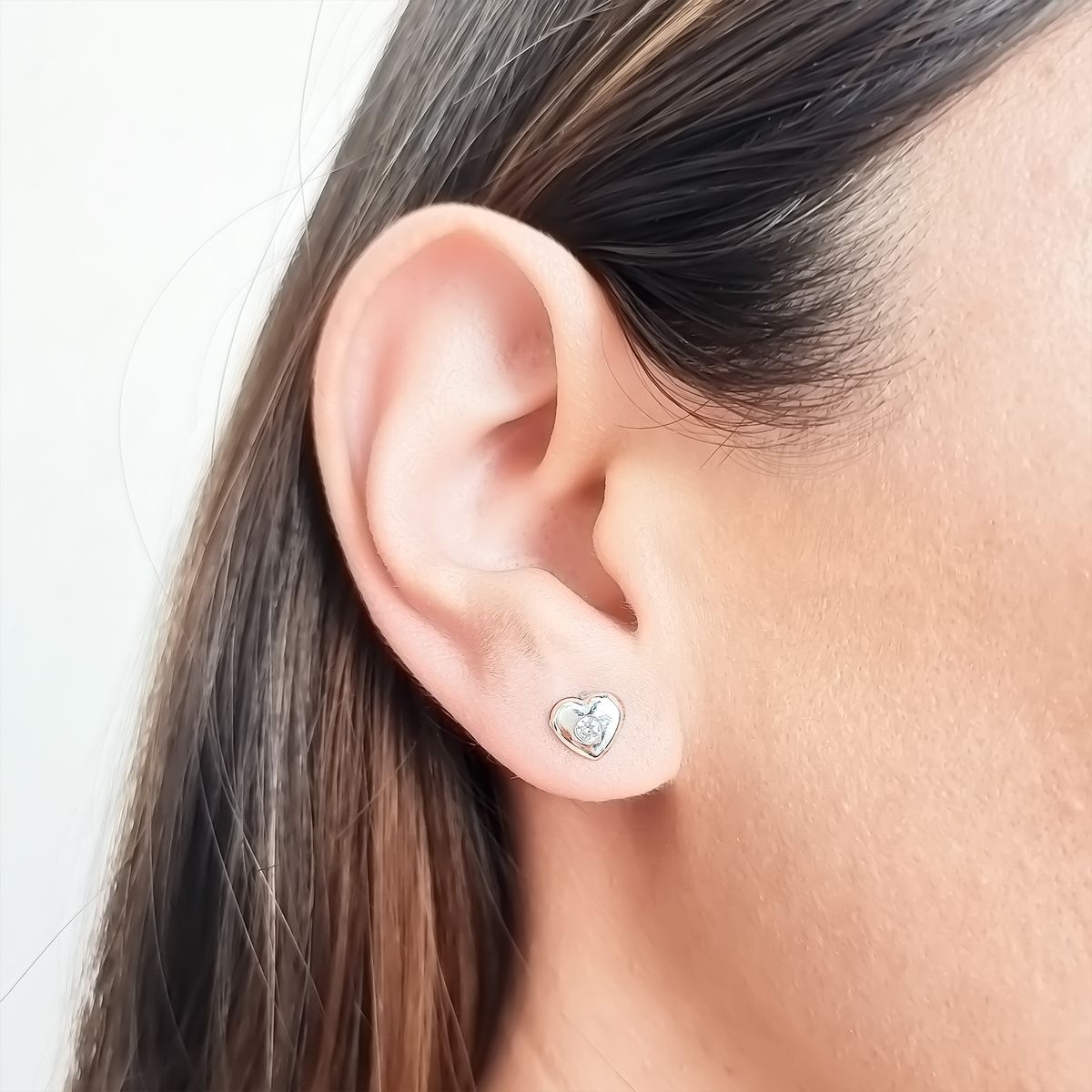 COGGIOLA - Aros Corazón Circón Blanco Plata Fina 925