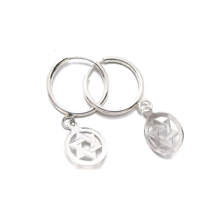 ANDREA COGGIOLA JOYAS - Aros Argolla Estrella David Plata Fina 925