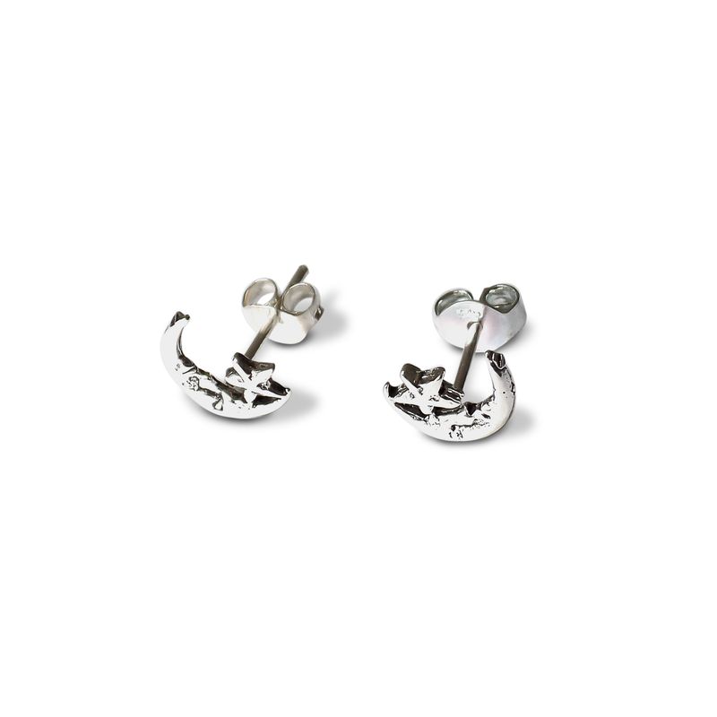 ANDREA COGGIOLA JOYAS - Aros Mini Luna y Estrella Plata Fina Ley 925