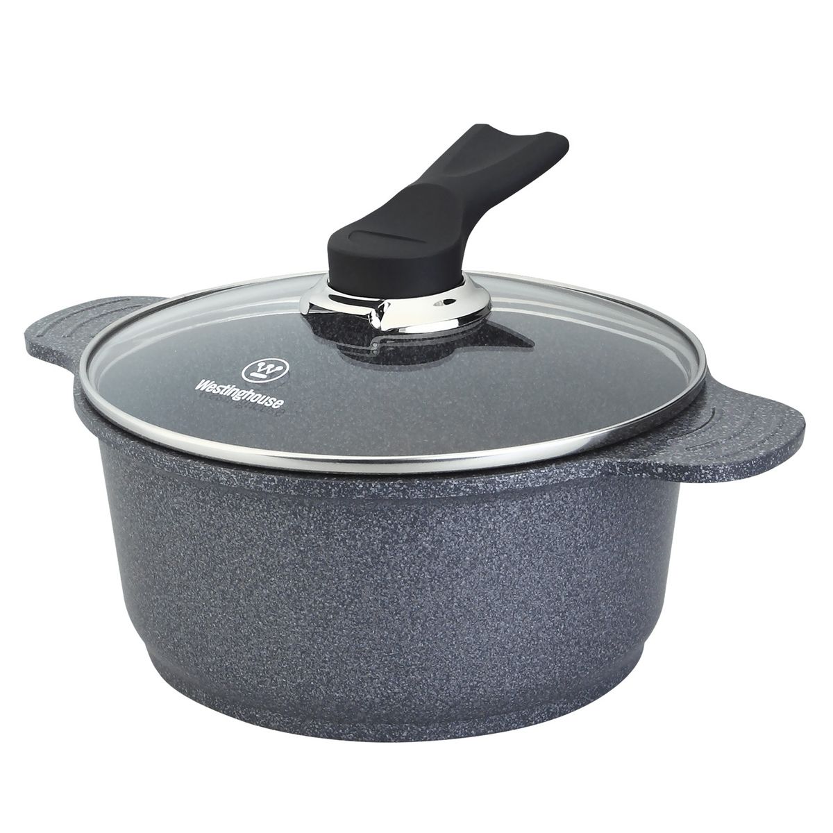WESTINGHOUSE - Cacerola / Con Tapa Vidrio Ceramic Marmol Gris 24Cm Wccc2008024Cmg