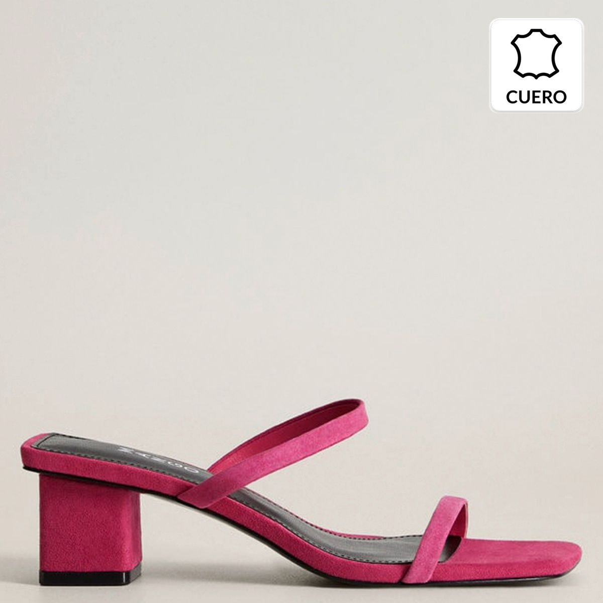 MANGO - Sandalia Mujer Cuero Rosado