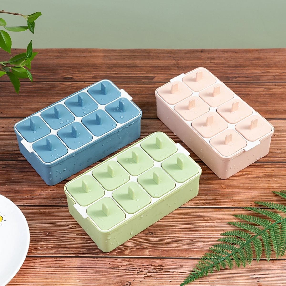 GENERICO - Molde para hacer helados 1 caja para 8 helados 0332 Verde