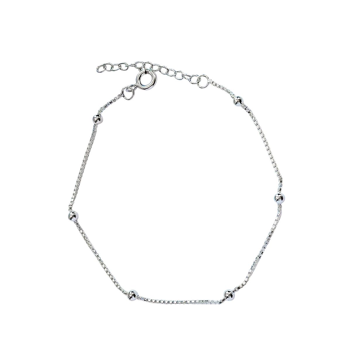 COGGIOLA - Pulsera 6 Bolitas Cadena Veneciana Plata Fina 925