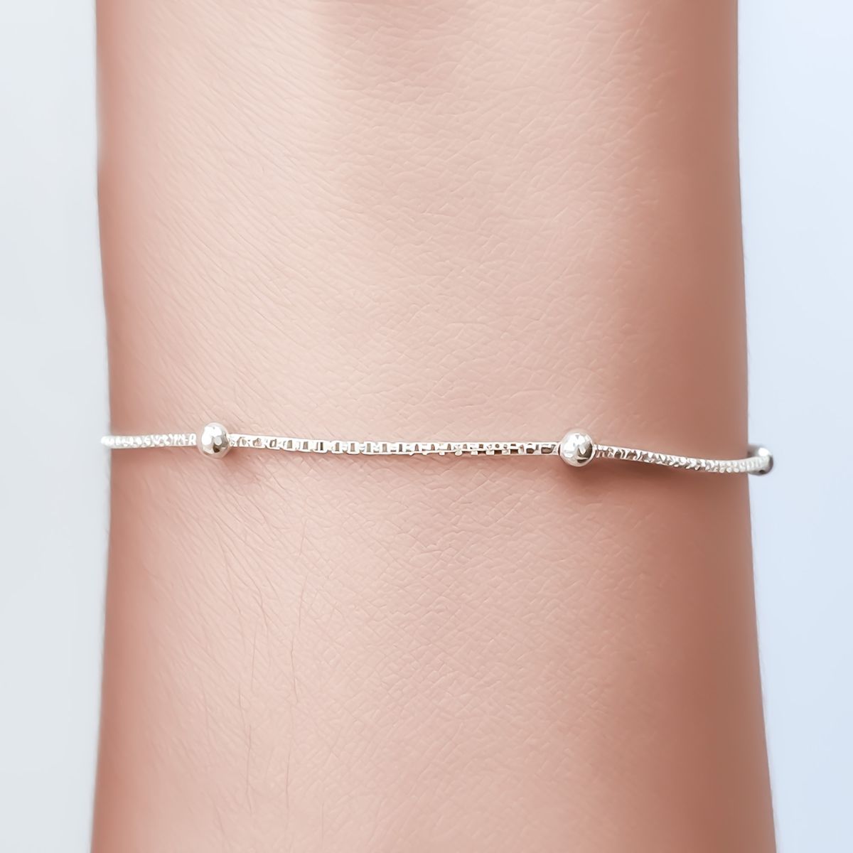 COGGIOLA - Pulsera 6 Bolitas Cadena Veneciana Plata Fina 925