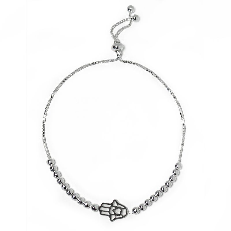 ANDREA COGGIOLA JOYAS - Pulsera Mano de Fátima Bola Plata Fina 925