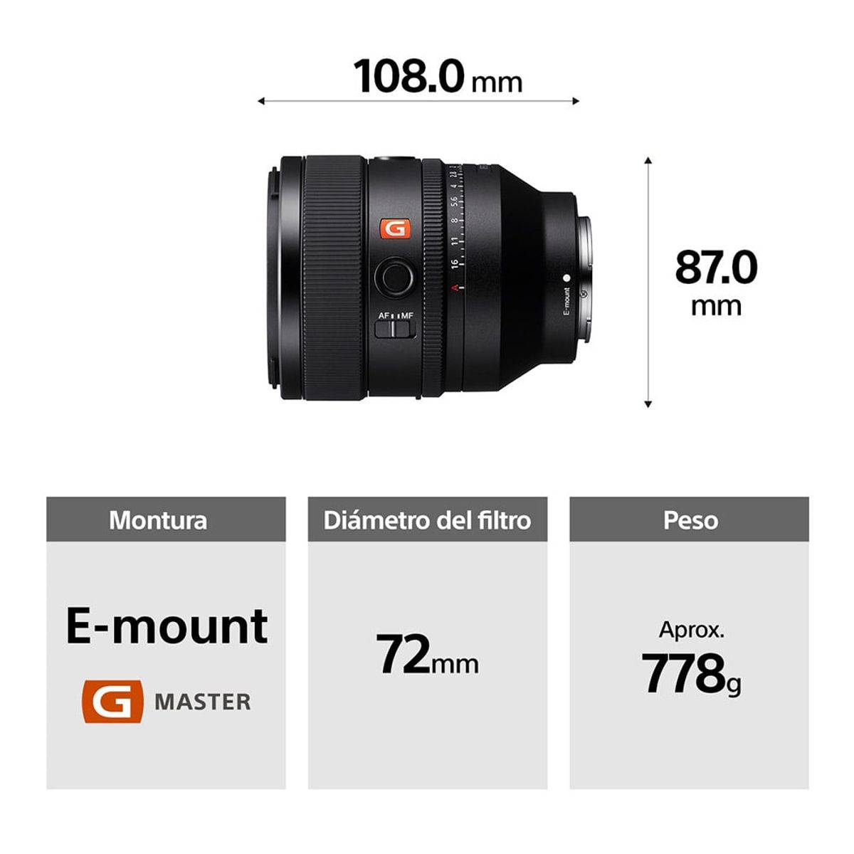 SONY - Lente Gran Angular Fe 50 Mm F1.2 SEL50F12GM