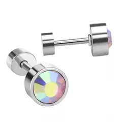 GENERICO - Mini Aros Acero Quirúrgico Piedra Circón 5MM