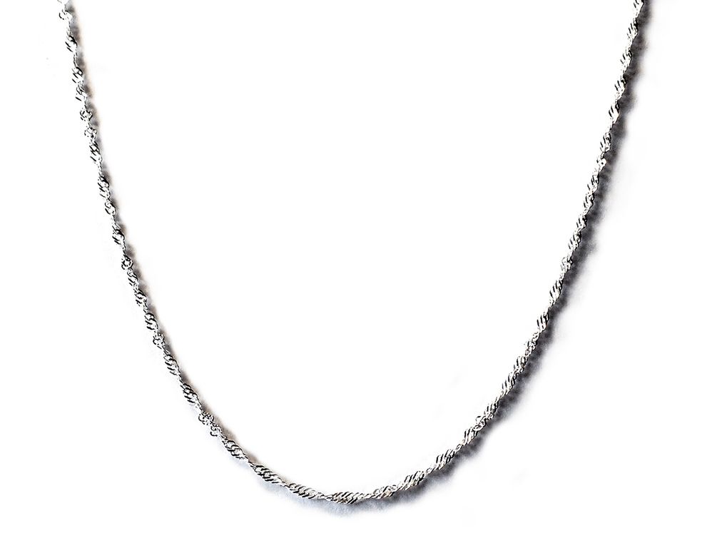 Cadena Cordon Enroscado 45cm Plata Fina 925. Plateado TALLA UNICA