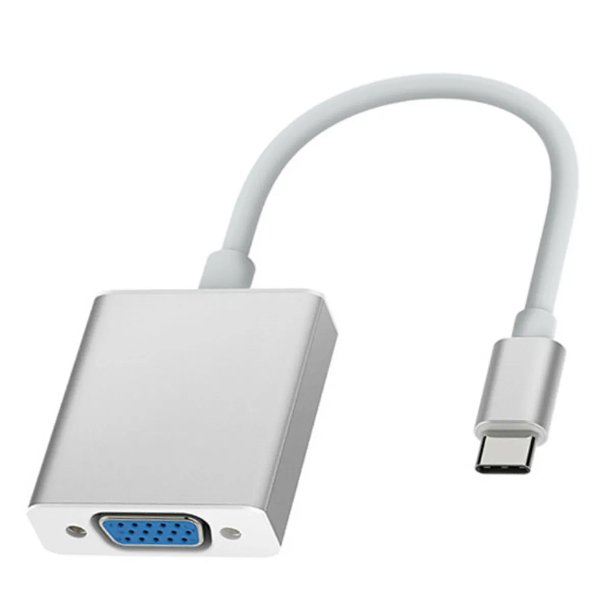 GENERICO - ADAPTADOR USB-C A VGA, 10 CMS. PLATEADO/ BLANCO
