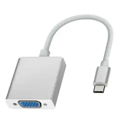 GENERICO - ADAPTADOR USB-C A VGA, 10 CMS. PLATEADO/ BLANCO