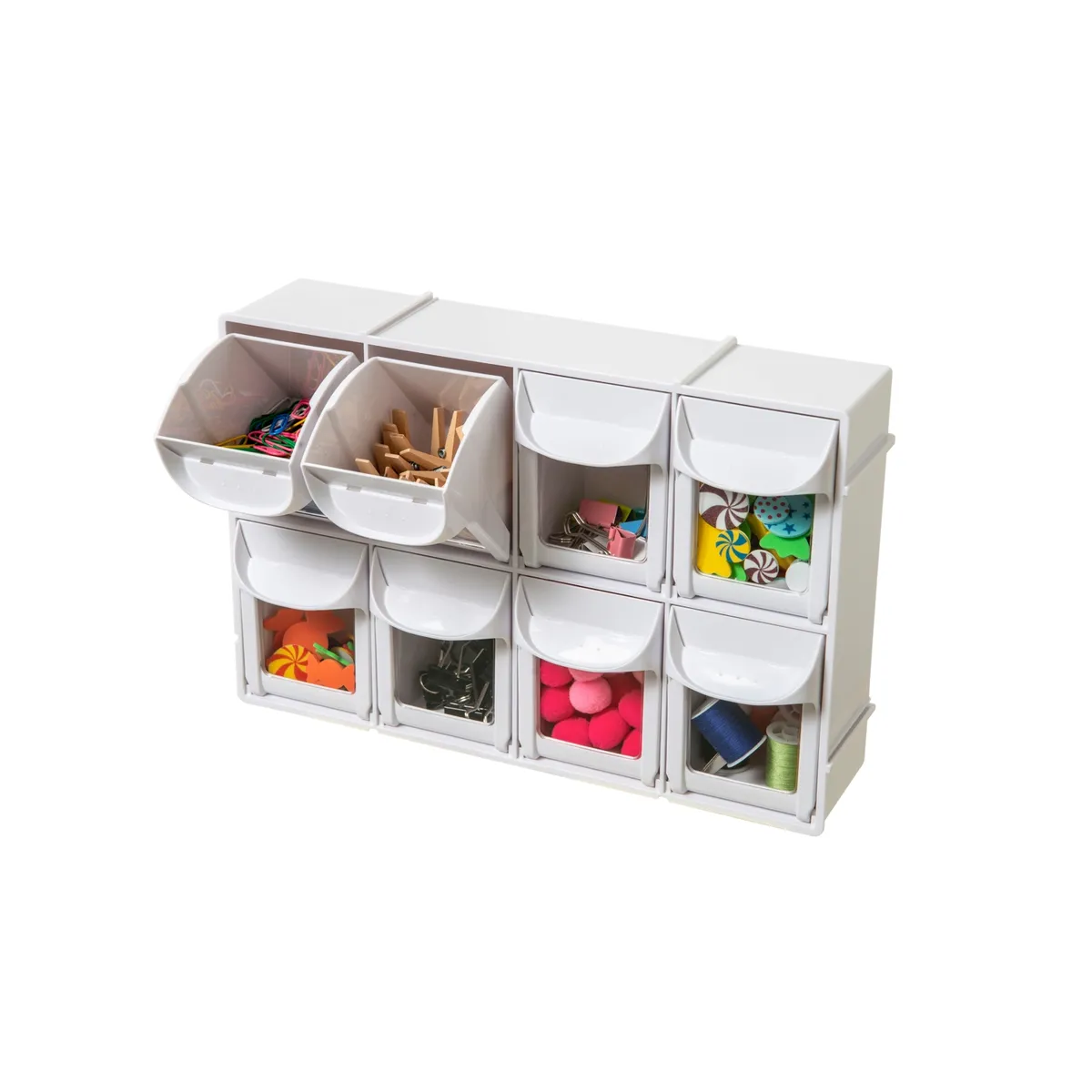 GENERICO - ORGANIZADOR APILABLE DE 8 CAJONES ABATIBLES BLANCO.