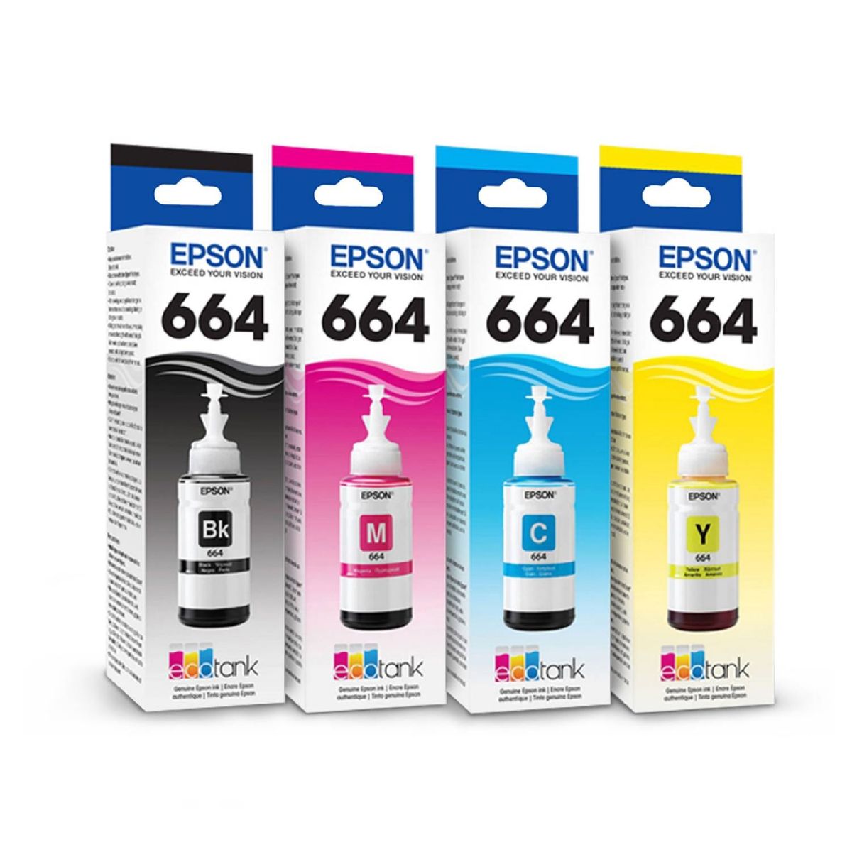 EPSON - Pack 4 Botellas De Tinta Impresora Epson L120 - T664 De 70ml
