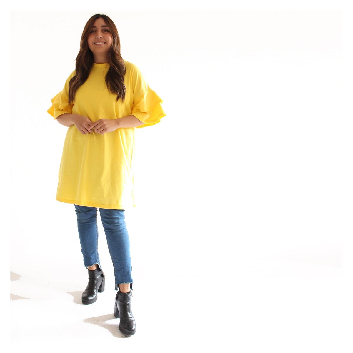 LIBERTE - Vestido Clara Manga Corta  Algodón Elasticado