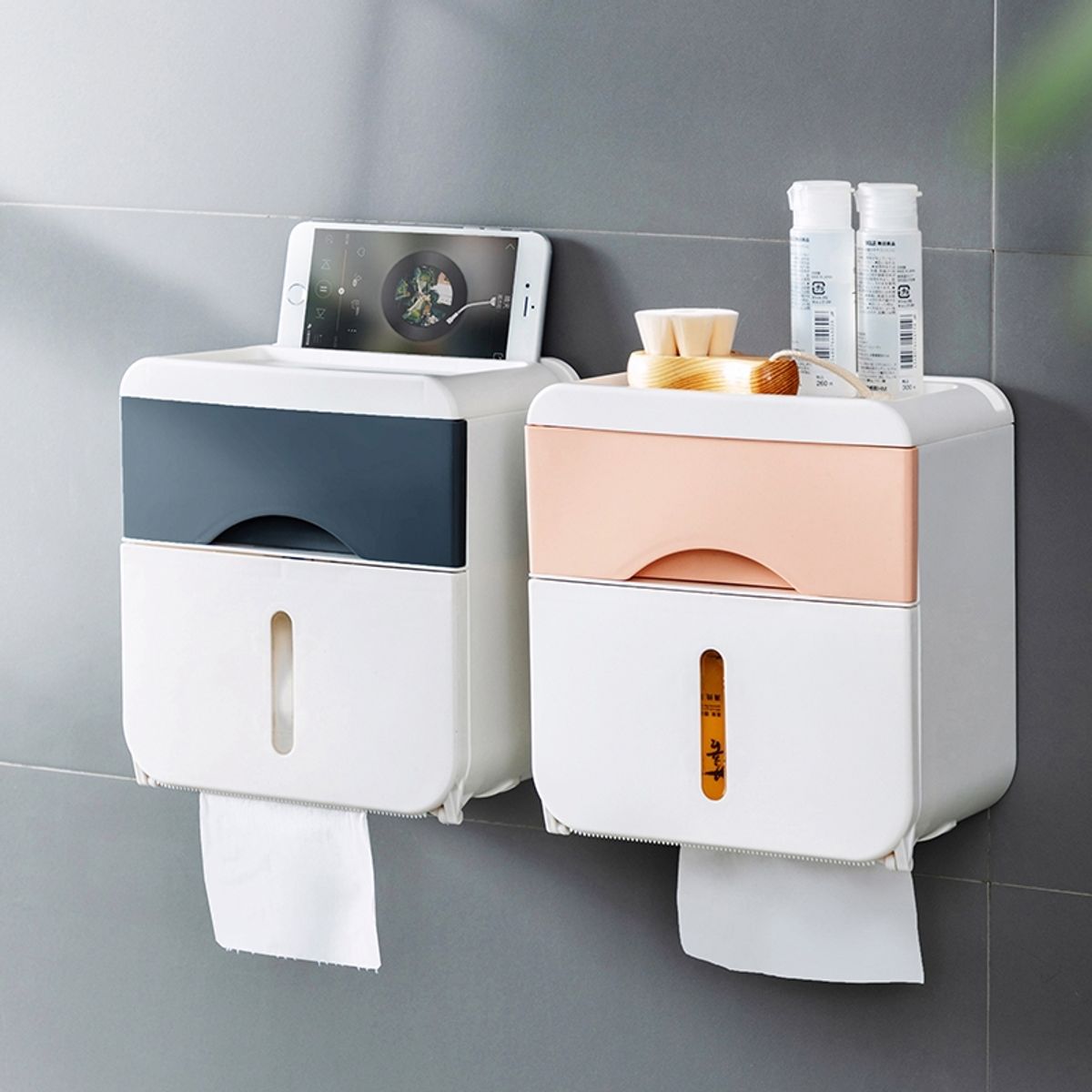 GENERICO - Caja Dispensador pañuelos papel higiénico Gris (3732)