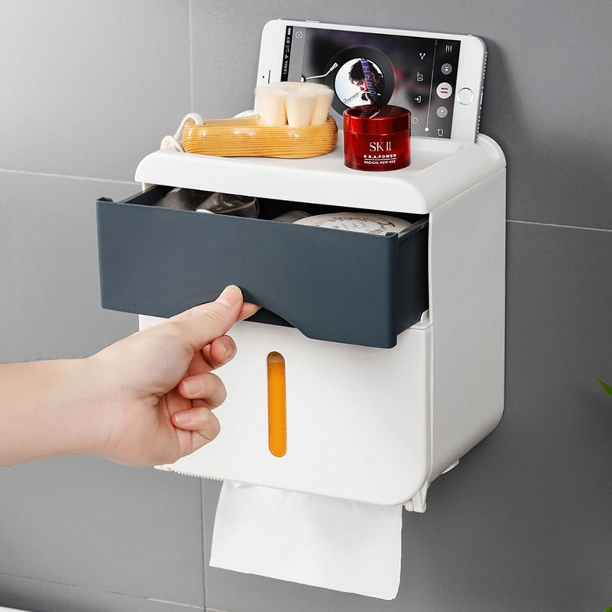 GENERICO - Caja Dispensador pañuelos papel higiénico Celeste 3732
