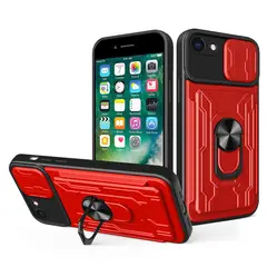 GKK - Para iPhone SE (2022 y 2020) - Cámara Resistente Imán / Rojo