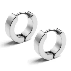 MILLAM - Aros Hombre Argollas Huggies Acero Plateado