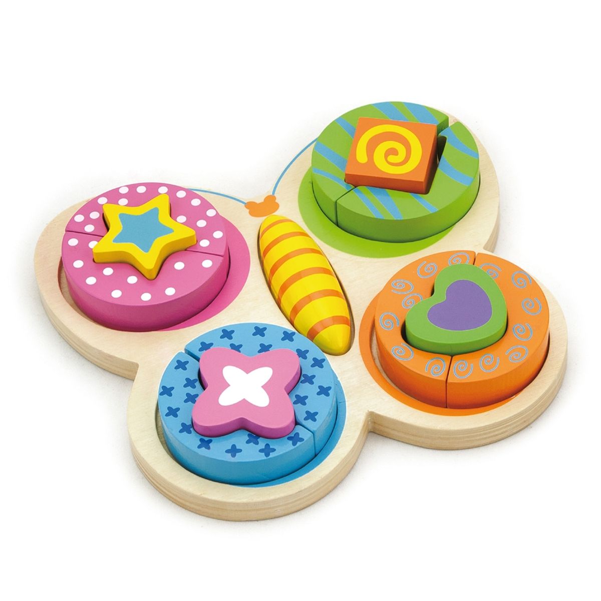 VIGA - Juguete Madera Puzzle Relieve Mariposa 13 Pz