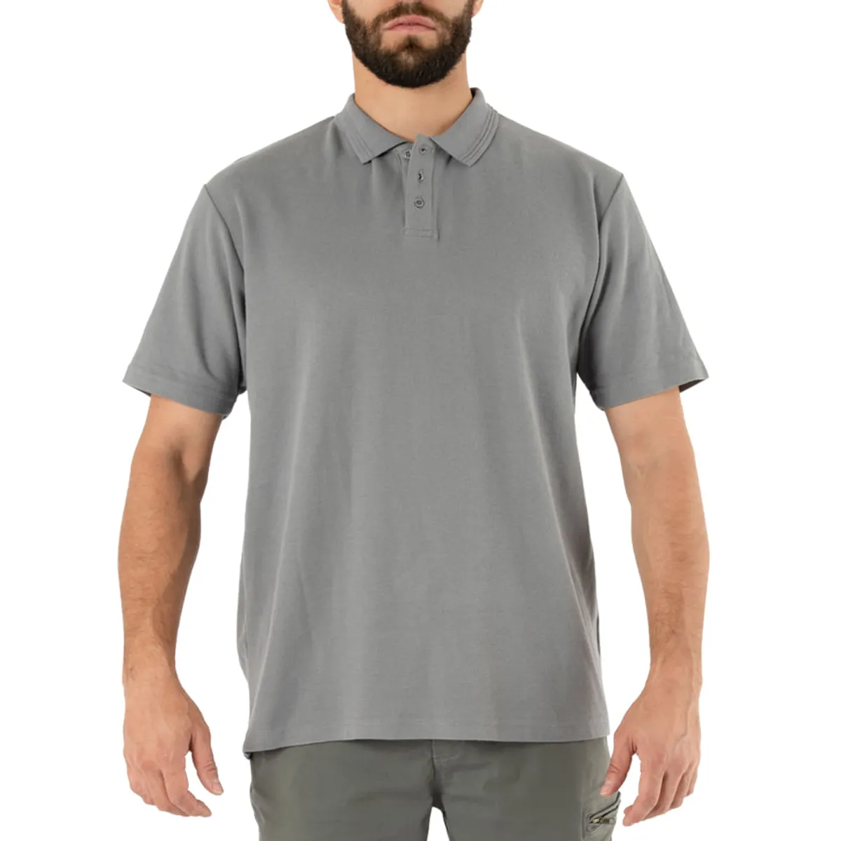 QUEBEC - Polera Pique Quebec Manga Corta Gris Hombre