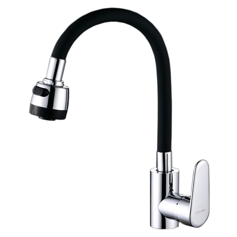 MODERN SPACE - Llave Monomando Para Lavaplato Cuello Flexible Color Negro  Modern Space