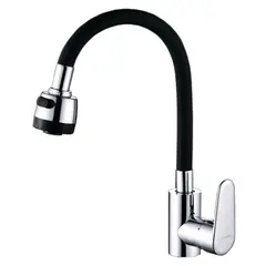 MODERN SPACE - Llave Monomando Para Lavaplato Cuello Flexible Color Negro