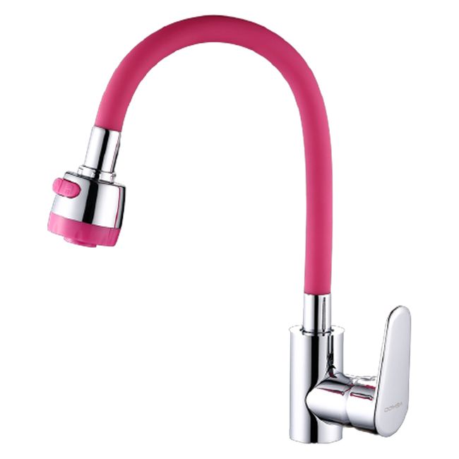MODERN SPACE - Llave Monomando Para Lavaplato Cuello Flexible Color Rosado  Modern Space