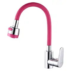 MODERN SPACE - Llave Monomando Para Lavaplato Cuello Flexible Color Rosado