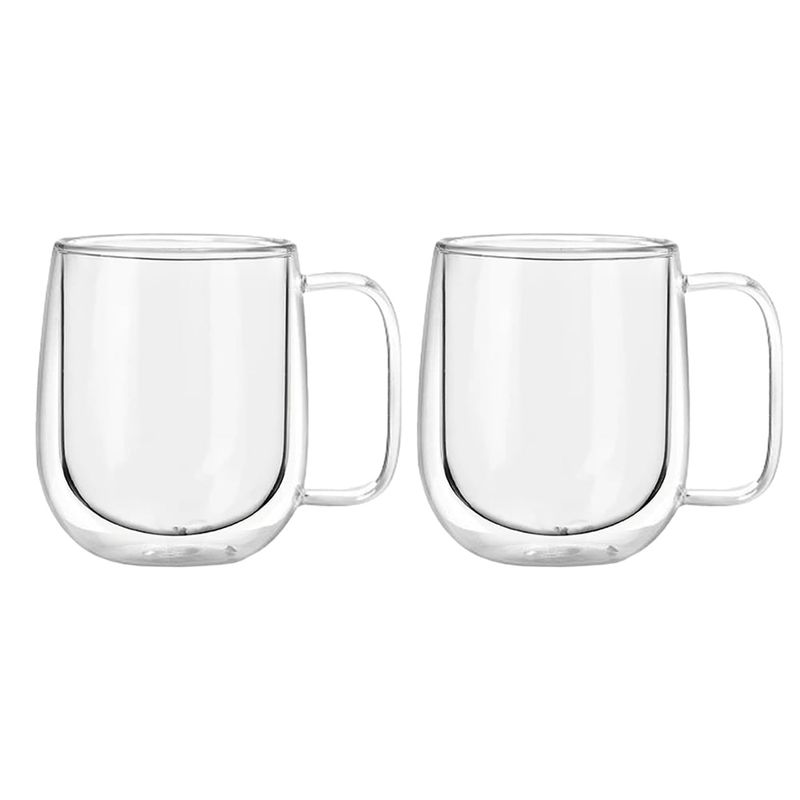 SIMPLIT - Set 2 Tazas Mug de Vidrio Doble Pared 300 ml Simplit