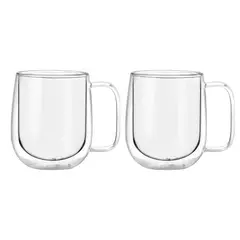 SIMPLIT - Set 2 Tazas Mug de Vidrio Doble Pared 300 ml