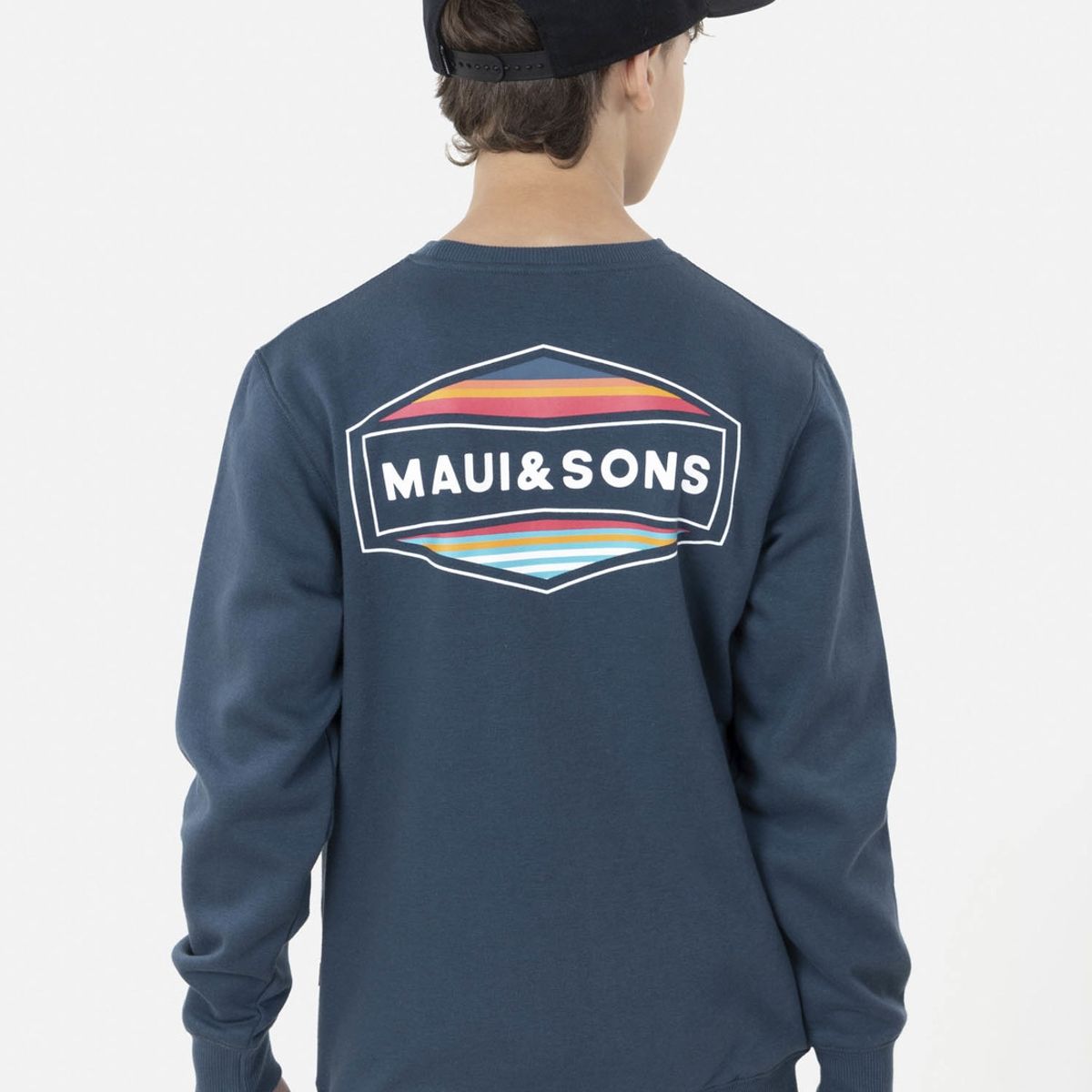 MAUI AND SONS - Poleron RETRO BADGE Juvenil Azul Maui and Sons
