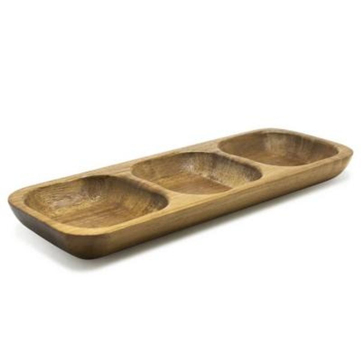 WAYU - Plato Aperitivo 3 Compartimientos Madera Acacia Wayu.