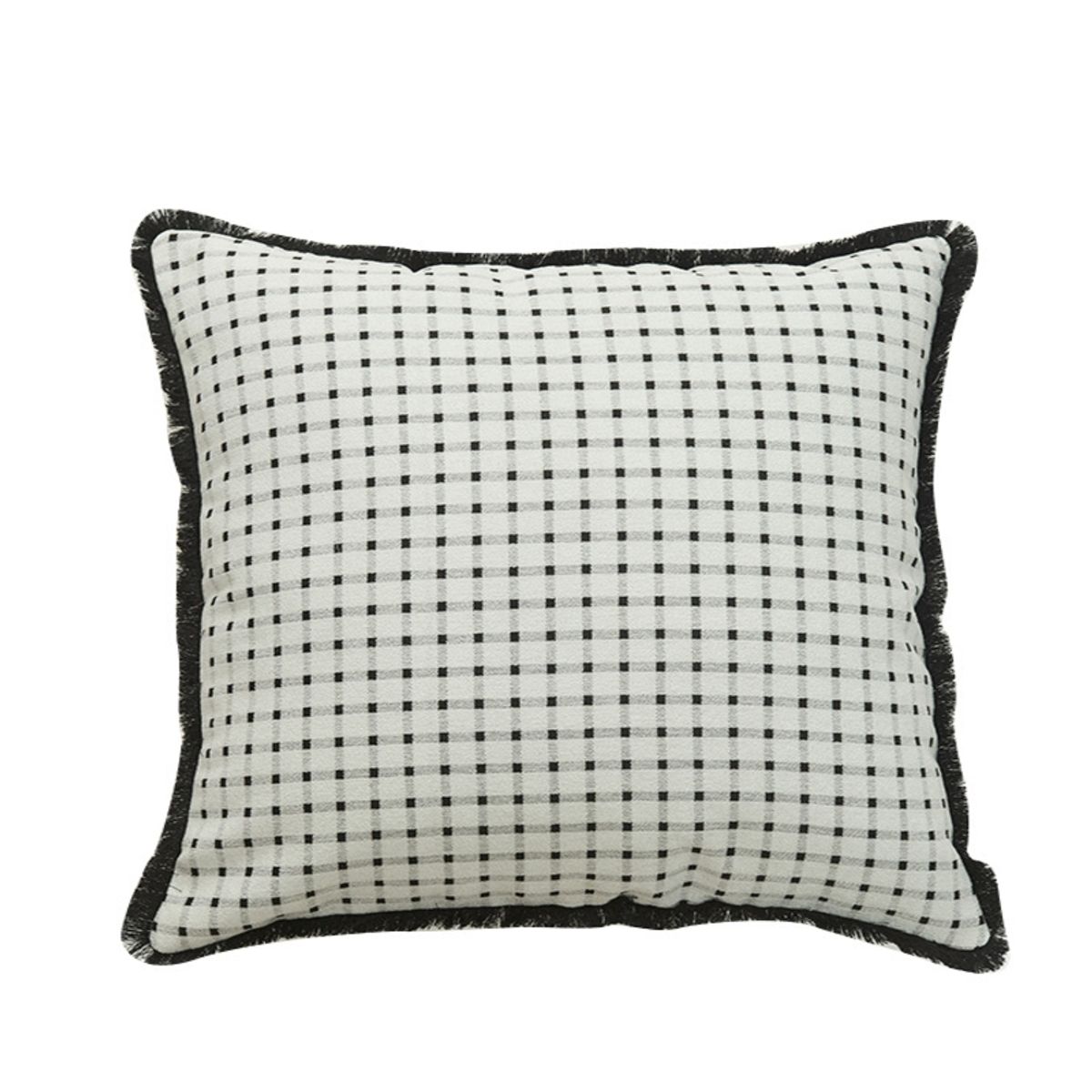 BOHEMIK - Cojín de estilo bohemio Diseño cuadriculado con flecos