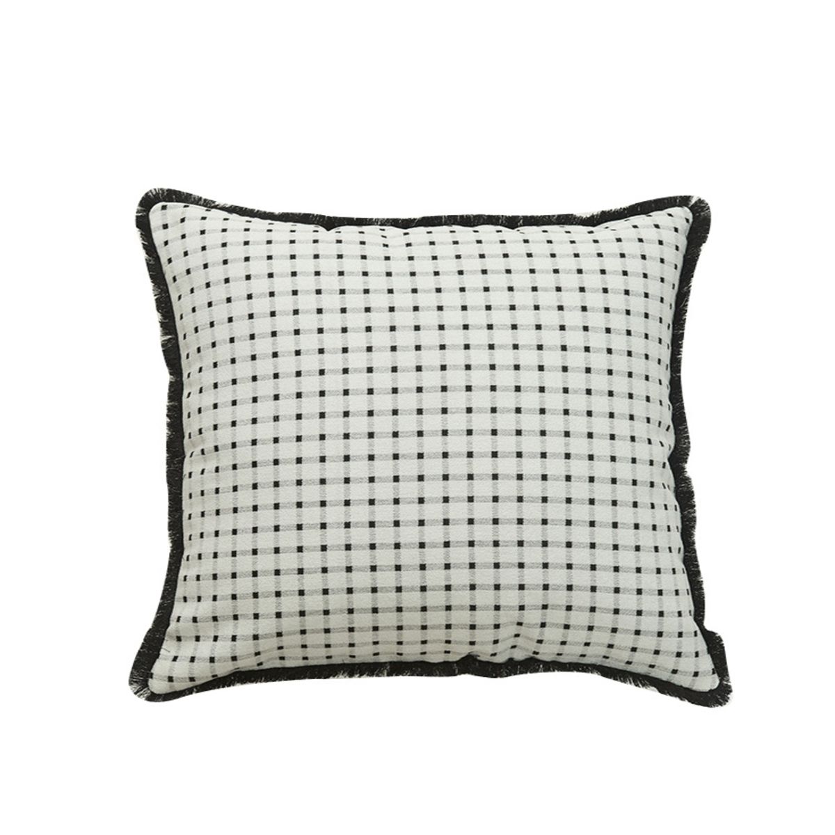 BOHEMIK - Cojín de estilo bohemio Diseño cuadriculado con flecos