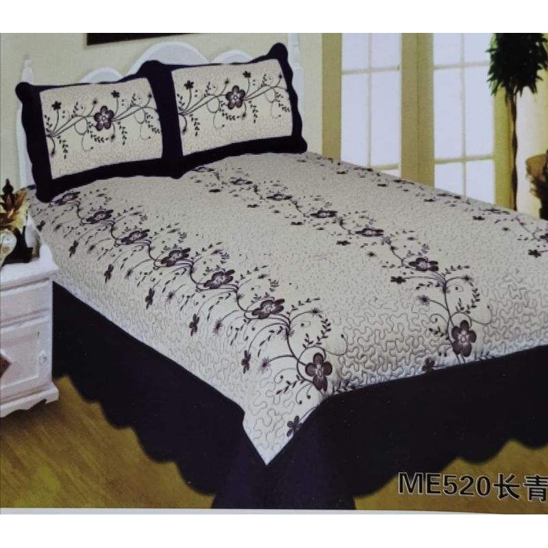 GENERICO - Cubrecama Quilt Verano King - Azul Bordado ME520