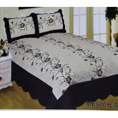 GENERICO - Cubrecama Quilt Verano King - Azul Bordado ME520