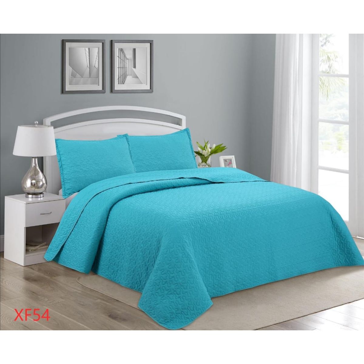 GENERICO - Cubrecama Quilt Verano King - Celeste XF54