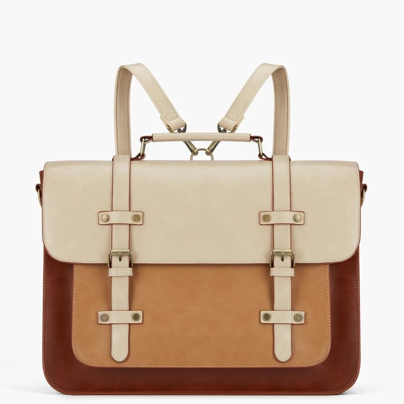 ECOSUSI - Ecosusi Mochila y Maletín Vintage Sombre Notebook 15.6 pulg Marrón