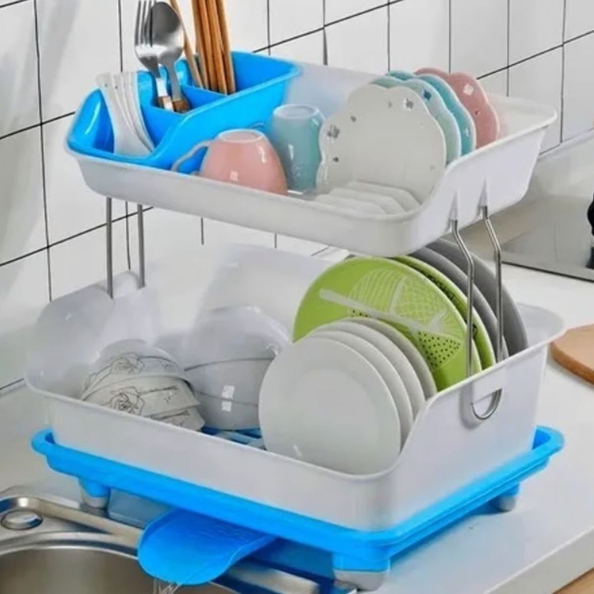 GENERICO - Escurridor Secador De Platos 2 Niveles Garantía.