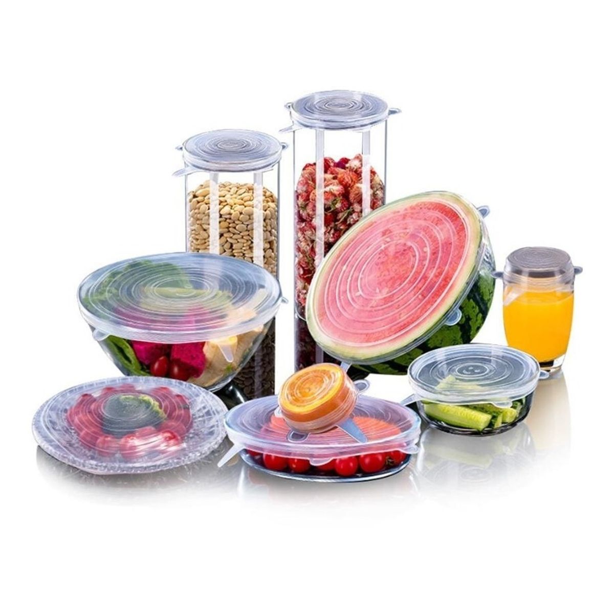 GENERICO - Set 6 Tapas Silicona Extensible Anti Escurrimientos Sellado.