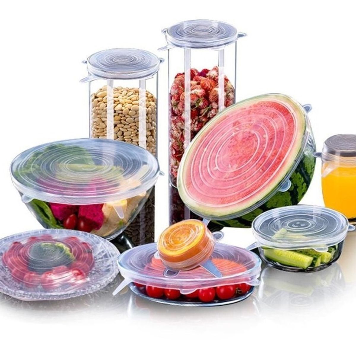 GENERICO - Set 6 Tapas Silicona Extensible Anti Escurrimientos Sellado..