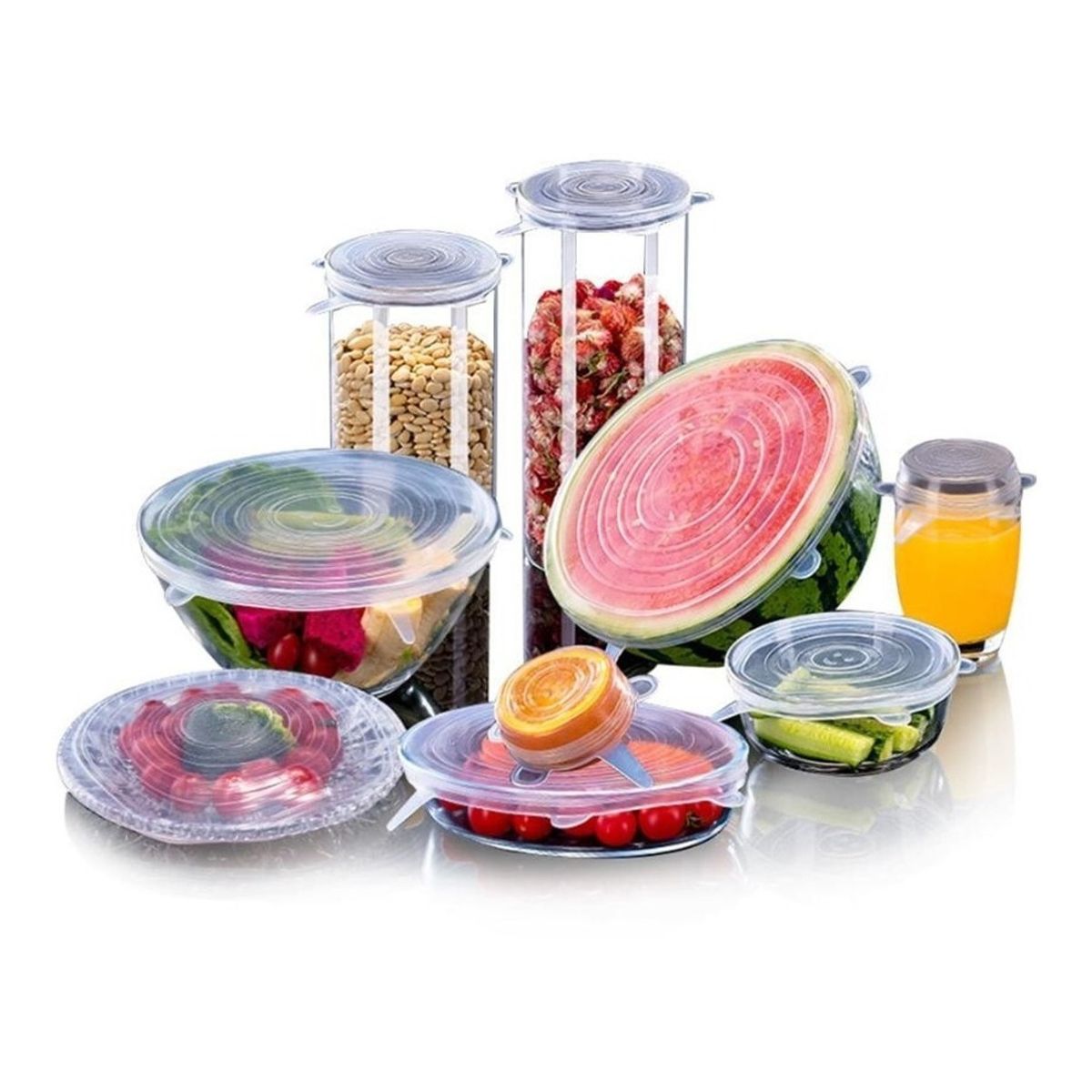 GENERICO - Set 6 Tapas Silicona Extensible Anti Escurrimientos Sellado..