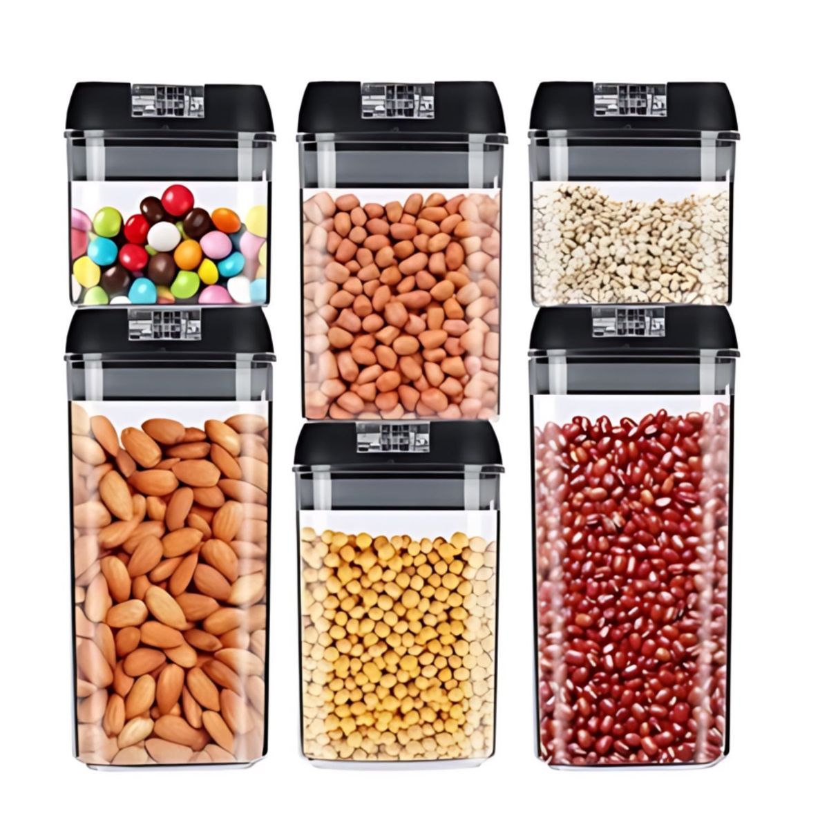 GENERICO - Set 6 Contenedores De Alimentos Tapa Hermética Apilable.