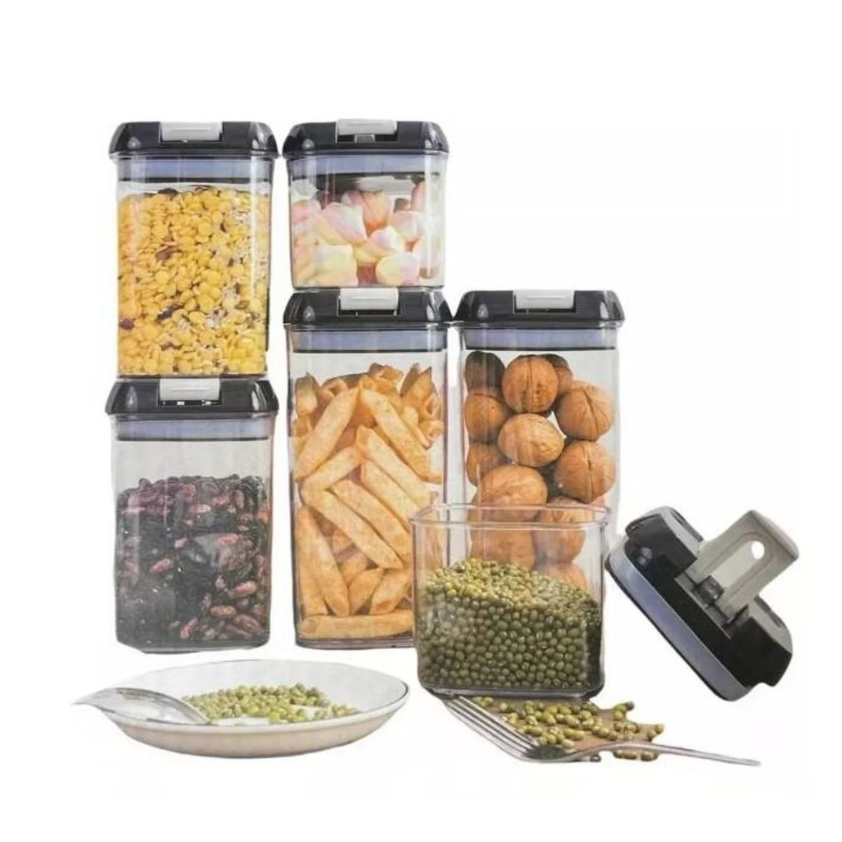 GENERICO - Set 6 Contenedores De Alimentos Tapa Hermética Apilable.