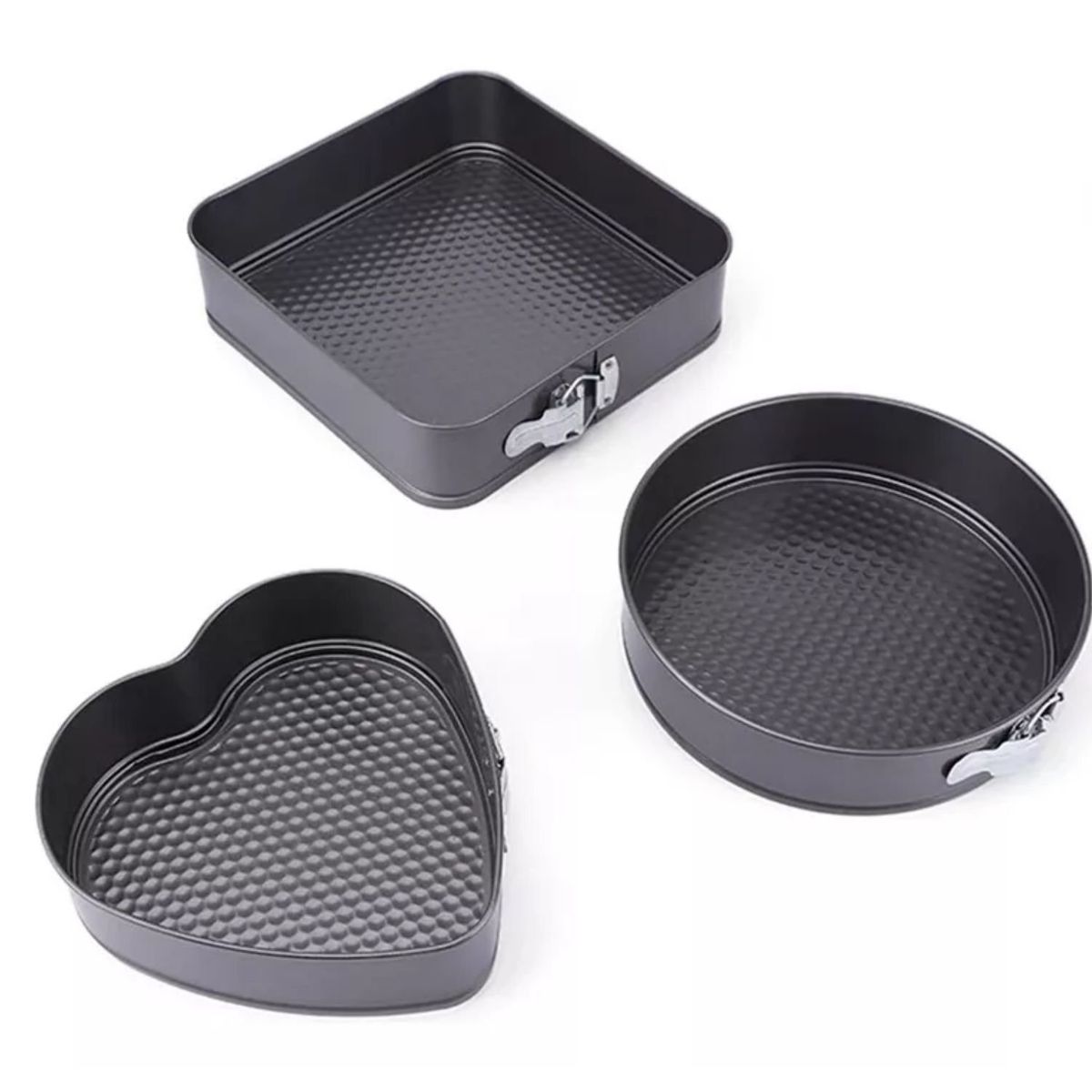 GENERICO - Set 3 Moldes Variados Repostería Queque Tortas Antiadherente.