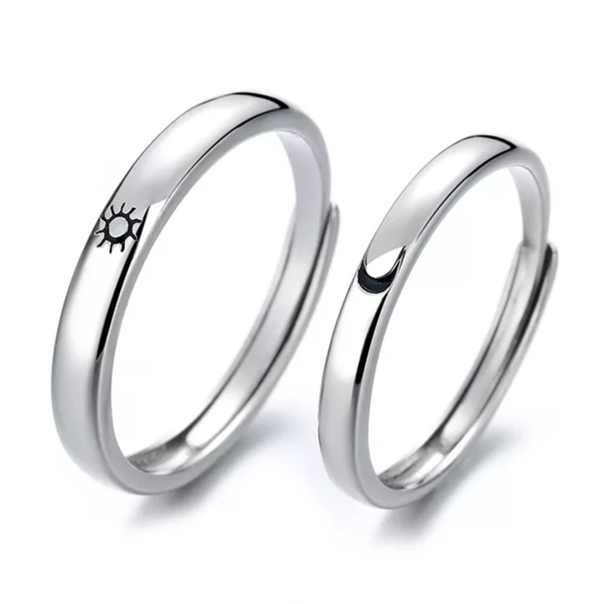 GENERICO - Anillos parejas sol y luna ajustables amor ilusion