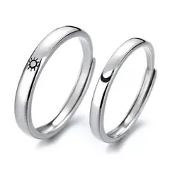 GENERICO - Anillos parejas sol y luna ajustables amor ilusion